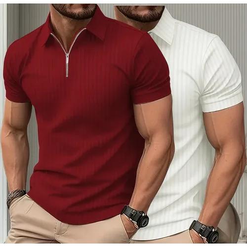 Kit 2 Camisetas Polo Manga Curta Ziper Masculina Canelada