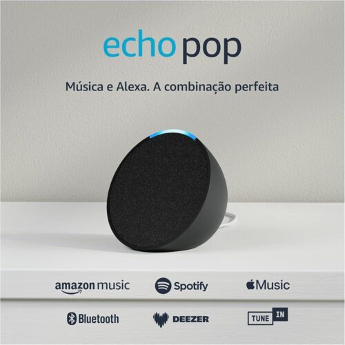 Echo Pop (Última geração) | Smart speaker compacto com som envolvente e Alexa | Cor Preta