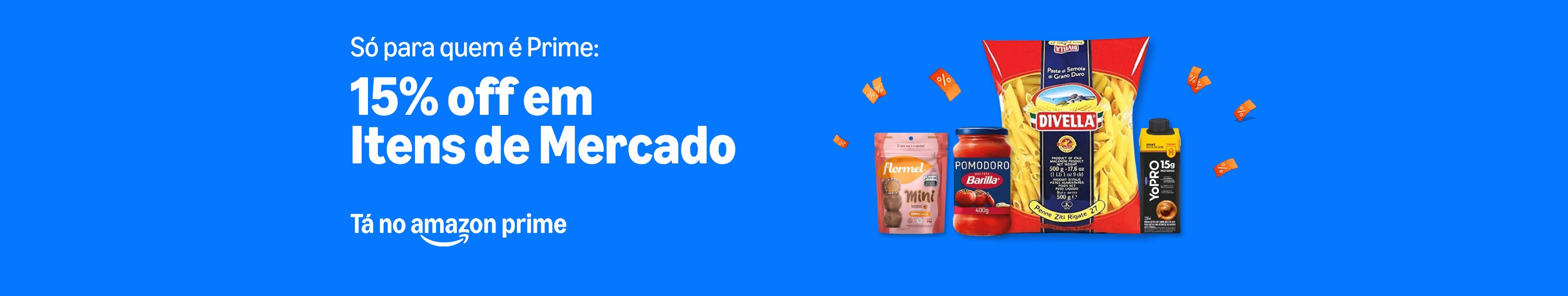 Exclusivo Prime: 15% off em Mercado