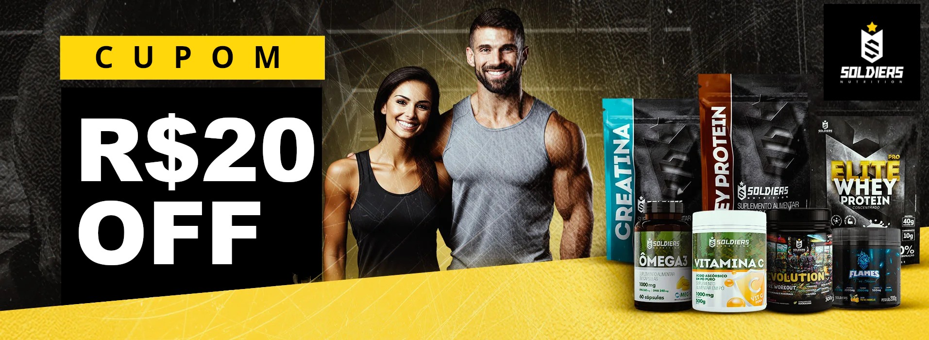 R$20 OFF em suplementos na loja Soldiers Nutrition no Mercado Livre