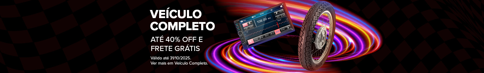 Até 40% OFF + Frete Grátis em produtos automotivos na campanha Veículo Completo