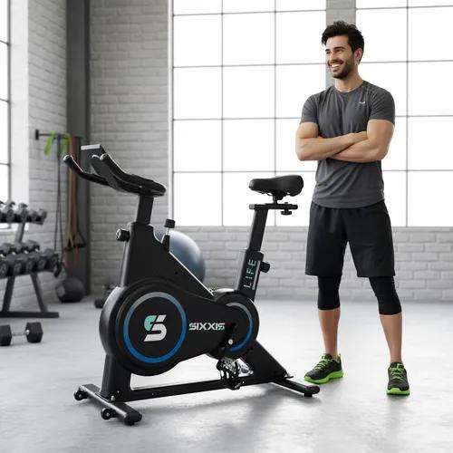 Bicicleta Ergometrica Sixxis Life Spinning Profissional Preto/azul Sem Voltagem