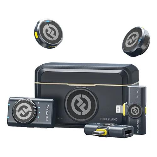 Microfone Hollyland Lark M2 Duo Combo Duplo Para 2 Pessoas USB-C, Lightning e Camera preto