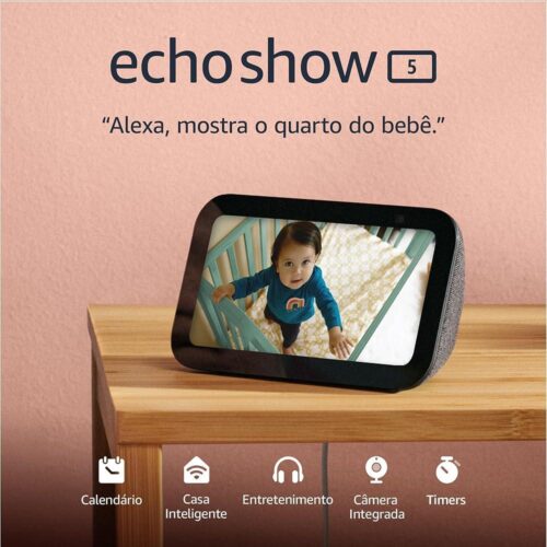 Echo Show 5 (Geração mais recente) | Smart display com Alexa, graves 2x mais potentes e som mais nítido | Cor Preta