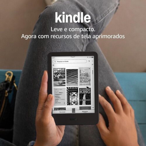 Kindle 16 GB (Geração mais recente) – Leve e compacto, com tela antirreflexo, trocas de página mais rápidas, luz frontal ajustável e bateria de longa duração – Cor Preta