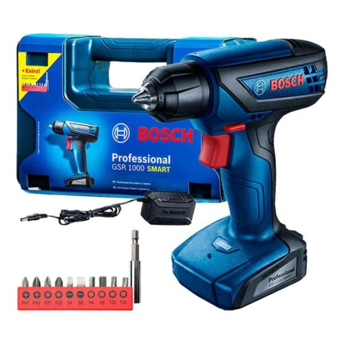 Bosch Furadeira Parafusadeira GSR 1000 Smart, Com Acessórios, 12 Volts