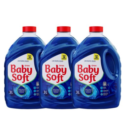 Kit 3 Lava Roupas Liquido Baby Soft Max Performance Azul – 3L