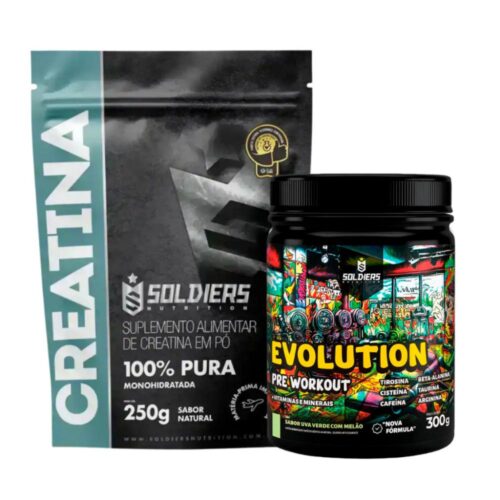 Kit Creatina 250g + Pré Treino Evolution 300g Uva Verde com Melão – Soldiers Nutrition