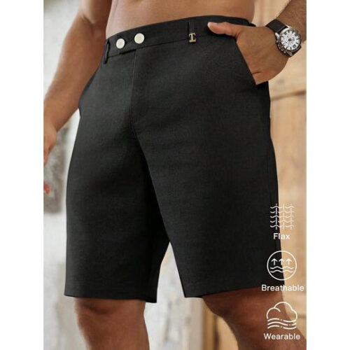 VENTUSAIL Shorts Casuais Retos de Linho Masculinos Manfinity Nomadique, Shorts de Linho, Férias – Tamanho L