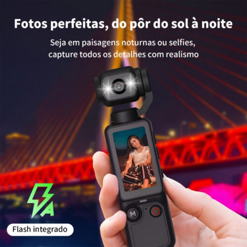 Câmera Multifuncional Portátil 1.9″ HD 180° Lente Giratória 2000mAh 128GB Flash Selfie – 172g
